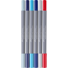 Faber-Castell 164519 - Goldfaber Aqua Dual Marker, Sea, avec pointe pinceau et pointe Fineliner, étui de 6 pièces