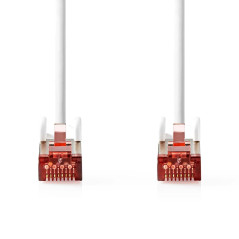 NEDIS Câble réseau catégorie 6 - Fiche RJ45 - Connecteur RJ45 - S/FTP - 0,50 m - Rond - LSZH - Blanc - Étiquette