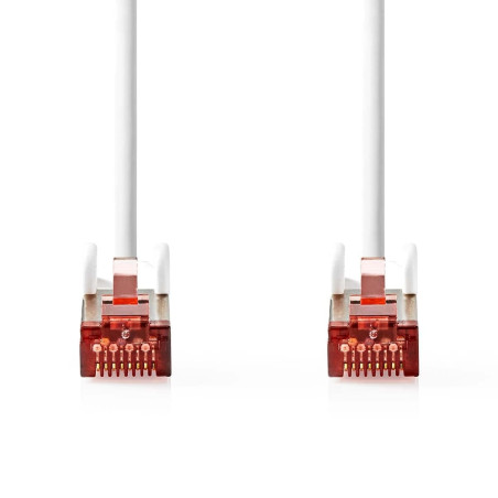 NEDIS Câble réseau catégorie 6 - Fiche RJ45 - Connecteur RJ45 - S/FTP - 0,50 m - Rond - LSZH - Blanc - Étiquette