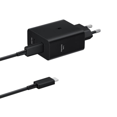 Samsung Duo Quick Charge Adapter with Data Cable EP-T5020X, Original USB Type-C Charger with Two Ports, 1 x 50 W, 1 x 25 W