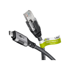 goobay 70753 Cable CAT 6 USB-C 3.1 a RJ45 Ethernet para una conexión estable a Internet por cable con router/módem/conmutador de