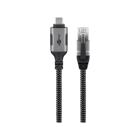 goobay 70753 Cable CAT 6 USB-C 3.1 a RJ45 Ethernet para una conexión estable a Internet por cable con router/módem/conmutador de