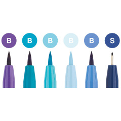 Faber-Castell 267123 - Stylo à encre Pitt Artist Pen Lettering, nuances de bleu, étui de 6, multicolore