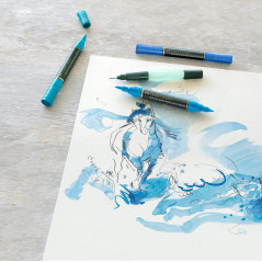 Faber-Castell 267123 - Stylo à encre Pitt Artist Pen Lettering, nuances de bleu, étui de 6, multicolore