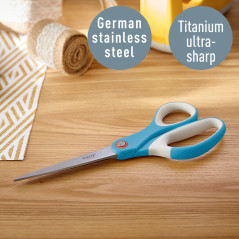 Leitz - Ciseaux Ambidextres en Acier Inoxydable avec Revêtement Titane, Ultra Aiguisés, Coupe Précise, Poignée Ergonomique Confo
