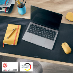 Leitz - Tapis de Bureau Antidérapant, 80 x 40 cm, pour PC / Ordinateurs Portables / Écrans / Clavier / Souris, Gamme Cosy, Gris,