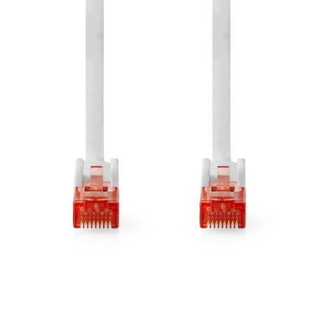 NEDIS Câble réseau catégorie 6 - Fiche RJ45 - Connecteur RJ45 - U/UTP - 1,50 m - Rond - PVC - Blanc - Étiquette