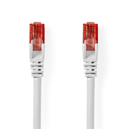 NEDIS Câble réseau catégorie 6 - Fiche RJ45 - Connecteur RJ45 - U/UTP - 1,50 m - Rond - PVC - Blanc - Étiquette
