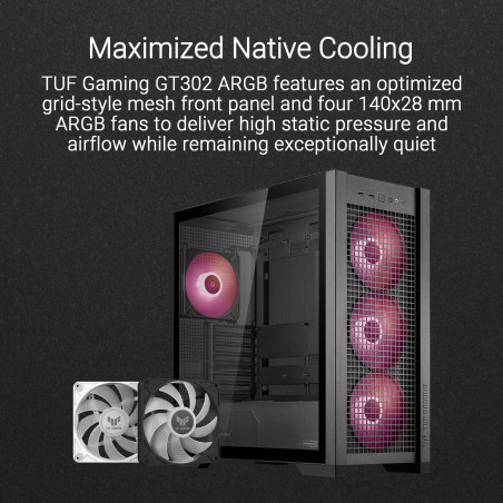 ASUS Le boîtier Tour intermédiaire TUF Gaming GT302 ARGB ATX est conçu pour Les utilisateurs Grand Public Qui recherchent Une Pe