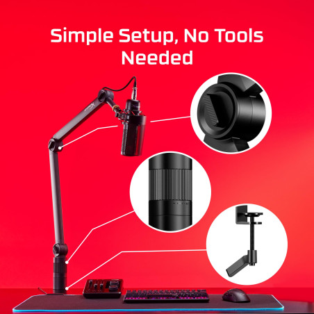 Support pour microphone et webcam Caster