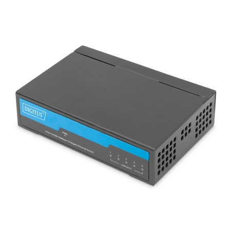 DIGITUS Commutateur réseau Gigabit - 5 Ports - Non géré - 10/100/1000 Mbit/s - sans Ventilateur - Parfait pour Soho - Plug & Pla