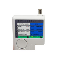 Good Connections Testeur de câble réseau avec unité distante pour RJ45, RJ11, UTP/STP/BNC/USB - Vérifie la continuité, le court-