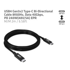 CLUB3D CAC-1578 câble USB 2 m USB4 Gen 3x2 USB C Noir