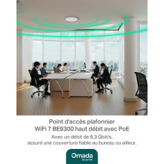 TP-Link Omada EAP772 Point d'accès WiFi 7 BE9300 planfonier, Tri Bande 6 GHz, 1 Port 2.5 Gigabit, Couvre jusqu'à 140㎡, 380+ Clie