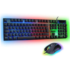 Akuma – Pack Gaming Sentai C02 Clavier + Souris Filaire Rétroéclairé, AZERTY Français, 3600 DPI – Pack pour PC PS4 PS5 – Noir –
