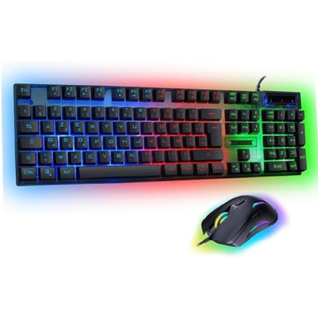Akuma – Pack Gaming Sentai C02 Clavier + Souris Filaire Rétroéclairé, AZERTY Français, 3600 DPI – Pack pour PC PS4 PS5 – Noir –