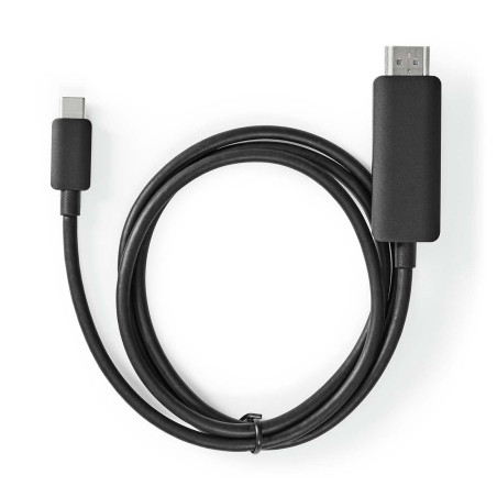NEDIS Adaptateur USB-C - USB 3.2 Gen 1 - Connecteur USB-C - Fiche HDMI - 4K@60Hz - 1.00 m - Rond - Nickelé - PVC - Noir - Étique