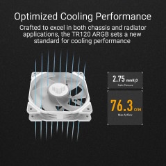 ASUS TUF Gaming TR120 ARGB Reverse White (Ventilateur 28mm, 3.3mm H2O Haute Pression Statique, 77.4 CFM de Flux d'air, Double Co