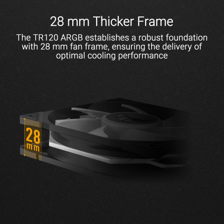 ASUS TUF Gaming TR120 ARGB Reverse Blade Black Ventilateur de boîtier (120 mm PWM, 2000 tr/min, 2,75 mm H2O, 76,3 CFM, 16 LED RV