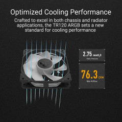 ASUS TUF Gaming TR120 ARGB Reverse Blade Black Ventilateur de boîtier (120 mm PWM, 2000 tr/min, 2,75 mm H2O, 76,3 CFM, 16 LED RV