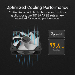 ASUS TUF Gaming TR120 ARGB Standard Blade Black Ventilateur de boîtier (120 mm PWM, 2000 tr/min, 3,3 mm H2O, 77,4 CFM, 16 LED RV