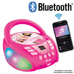 Lexibook - Barbie - Lecteur CD Bluetooth pour Enfants - Portable, Effets Lumineux, Prise Micro, Entrée aux-in, Piles ou Secteur,