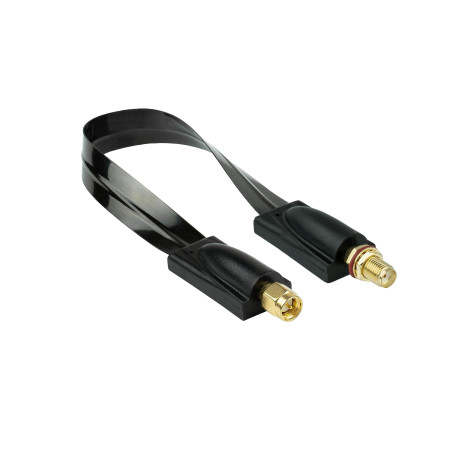 Kabelmeister SMA Passage de fenêtre - Fiche à femelle - Câble plat coaxial HF 1.13 - Pour antenne 5G, LTE / 4G (câble) - noir, e