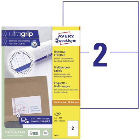 AVERY/Zweckform étiquettes, 210 x 148 mm, sans cadre