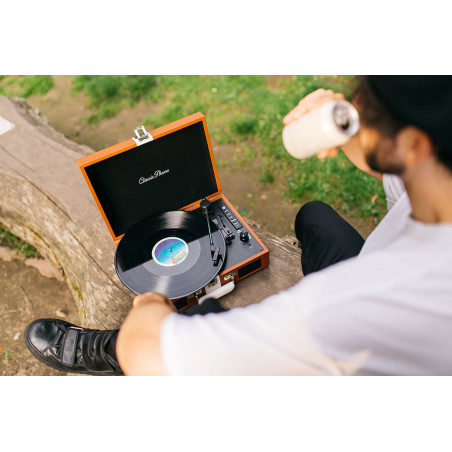Lenco Tt-120 Platine à Disque avec Batterie Intégrée Bluetooth 33, 45, 78 Rpm - entraînement Par Courroie - 2 Haut-Parleurs - au