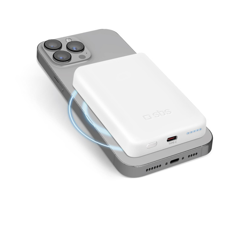 SBS PowerBank 5K MagSafe Wireless, 5000mAh, PowerBank avec Recharge Rapide, Magnétique, Intelligent Charge (IC), LED de Charge, SBS PowerBank 5K MagSafe Wireless, 5000mAh, PowerBank avec Recharge Rapide, Magnétique, Intelligent Charge (IC), LED de Charge,