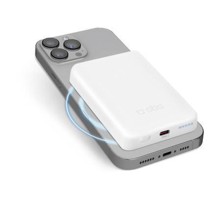 SBS PowerBank 5K MagSafe Wireless, 5000mAh, PowerBank avec Recharge Rapide, Magnétique, Intelligent Charge (IC), LED de Charge,