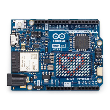 Arduino UNO R4 WiFi [ABX00087] - Carte de développement avec microcontrôleur Arm Cortex-M4 et WiFi intégré, idéale pour projets 