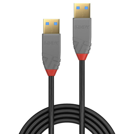 Lindy - Câble USB vers USB 3.2 A/A, Anthra Line 3 Mètre, Câble avec Transfert de Données de 5Gbps| Compatible avec TV, Monitor,