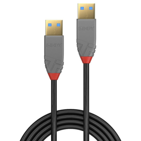Lindy - Câble USB vers USB 3.2 A/A, Anthra Line 5 Mètre, Câble avec Transfert de Données de 5Gbps| Compatible avec TV, Monitor,