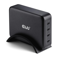 Club3D CAC-1918 Chargeur de Voyage 240 W Technologie GaN, Quatre Ports USB Type-C, Power Delivery (PD) 3.1 et Prise en Charge PP