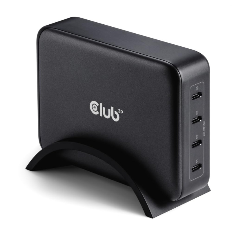 Club3D CAC-1918 Chargeur de Voyage 240 W Technologie GaN, Quatre Ports USB Type-C, Power Delivery (PD) 3.1 et Prise en Charge PP Club3D CAC-1918 Chargeur de Voyage 240 W Technologie GaN, Quatre Ports USB Type-C, Power Delivery (PD) 3.1 et Prise en Charge PP