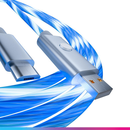 Oniverse Câble USB LED, USB-A vers Micro USB, Compatible PS4 Pro Slim PS3 Xbox One PC MAC Android, 2 mètres, charge rapide, 5 mo