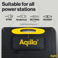 Aqiila Panneau Solaire Pliable 100W - Sunbird P100 - Hautement Efficace avec Béquille Réglable pour Une Charge Rapide et Polyval