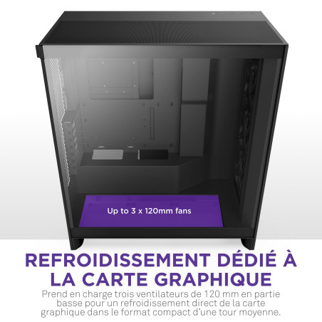 NZXT H7 Flow - Boîtier PC ATX Moyen Format - Refroidissement Optimal - 3 Ventilateurs 120 mm - Radiateur 420 mm - Gestion des câ