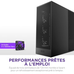 NZXT H7 Flow - Boîtier PC ATX Moyen Format - Refroidissement Optimal - 3 Ventilateurs 120 mm - Radiateur 420 mm - Gestion des câ