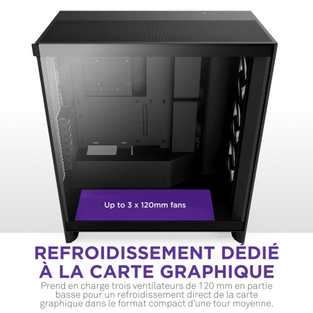 NZXT H7 Flow RGB - Boîtier PC ATX Moyen Format - Ventilateurs RGB - Ventilateur RGB Struct. Unique 360 mm Inclus - Gestion des c