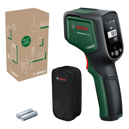 Bosch Thermomètre infrarouge AdvancedTemp (-30°C to +500°C, détection de moisissure et de pont thermique intégrée et affichage L