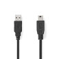 NEDIS Câble USB - USB 2.0 - Connecteur USB-A - USB Mini-B 5 broches mâle - 480 Mbps - Nickelé - 1 m - Rond - PVC - Noir - Boîte NEDIS Câble USB - USB 2.0 - Connecteur USB-A - USB Mini-B 5 broches mâle - 480 Mbps - Nickelé - 1 m - Rond - PVC - Noir - Boîte