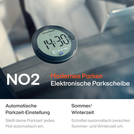 OOONO P-DISC NO2 - Disque de stationnement électronique avec homologation pour voiture - Disque de stationnement numérique autom