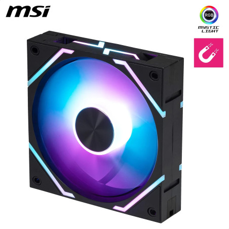 MSI MPG EZ120 ARGB-1B - Ventilateur noir ARGB de 120 mm, palier hydrodynamique avec écrou de fixation supplémentaire, compatible