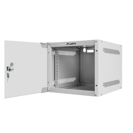 LANBERG ARMARIO Rack 10 †MONTAJE PARED 4U / 280X310 Para AUTOARMAS (PAQUETE Plano) Con PUERTA VIDRIO Gris
