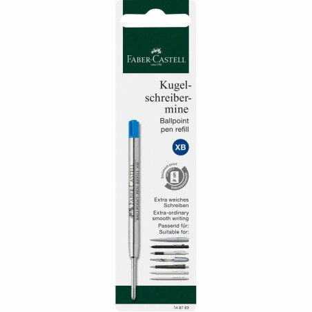 Faber-Castell 148793 Lot de 5 recharges pour stylo à bille, bleu