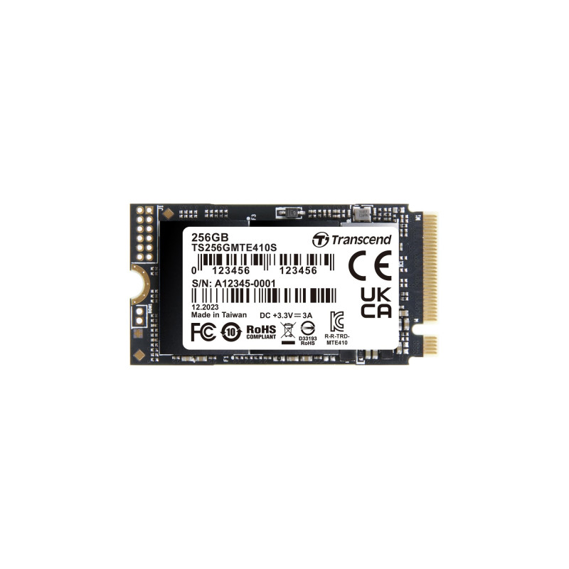 Transcend MTE410S SSD M.2 NVMe 2242 PCIe Gen4x4 256GB Max Lecture/Écriture: 5 000 MB/s/4 300 MB/s - TS256GMTE410S