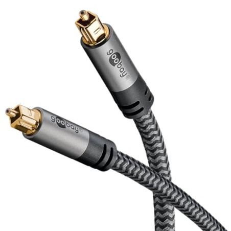goobay Câble audio optique 65306 Toslink/compatible avec barre de son, système stéréo, home cinéma, PS4, Xbox/fibre de verre/con