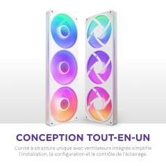 NZXT F360 RGB Core - Unité de ventilation à cadre unique de 360 mm avec trois ventilateurs RVB de 120 mm - Contrôle de la vitess